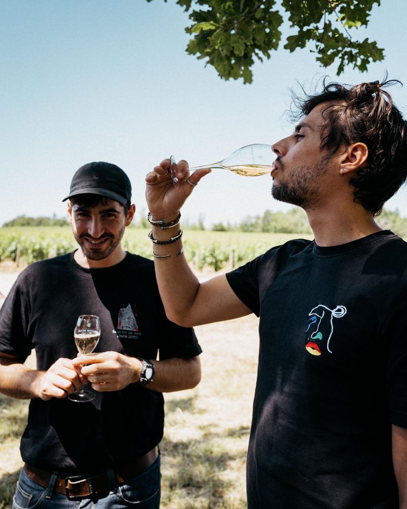 Brieuc Segalen and Jérome Grémy enjoying a glass of Champange in Les Riceys