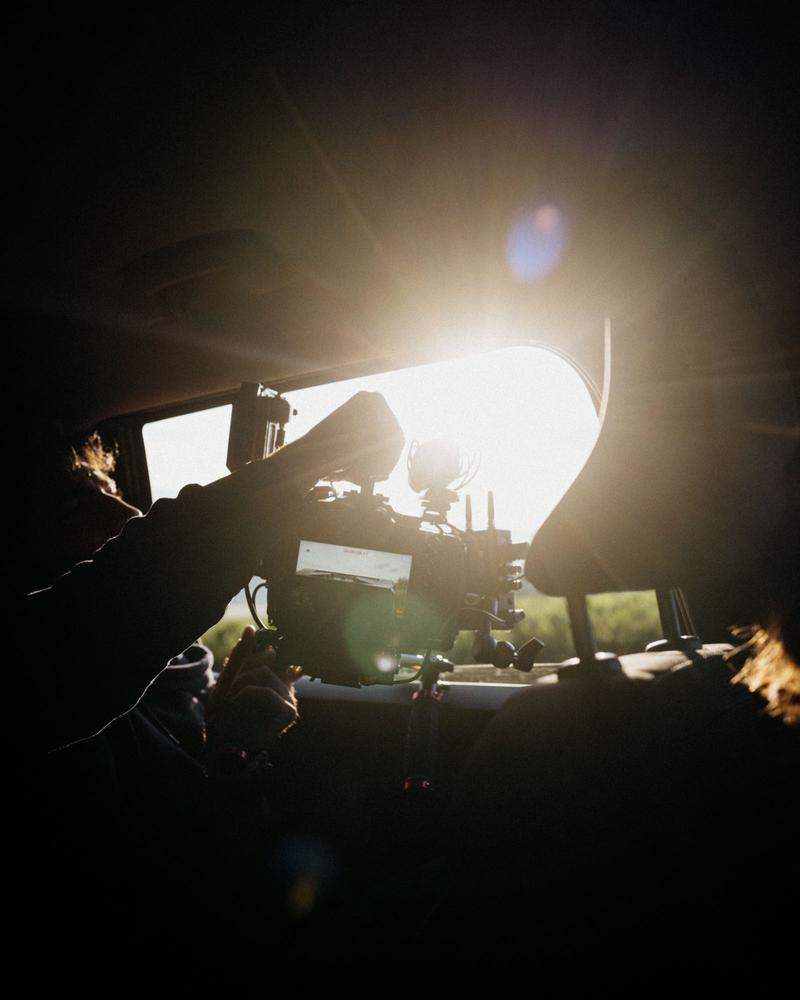 Behind the scenes of TY Studio filming sun flare through car window