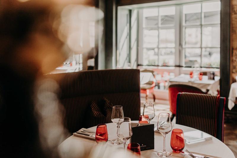 Dressed table at brasserie Gordon Ramsay