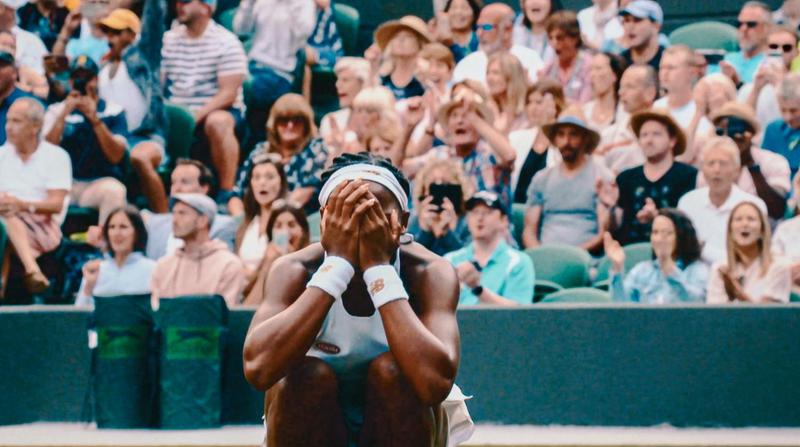 Still from Lanson x Wimbledon campaign, archive TV footage