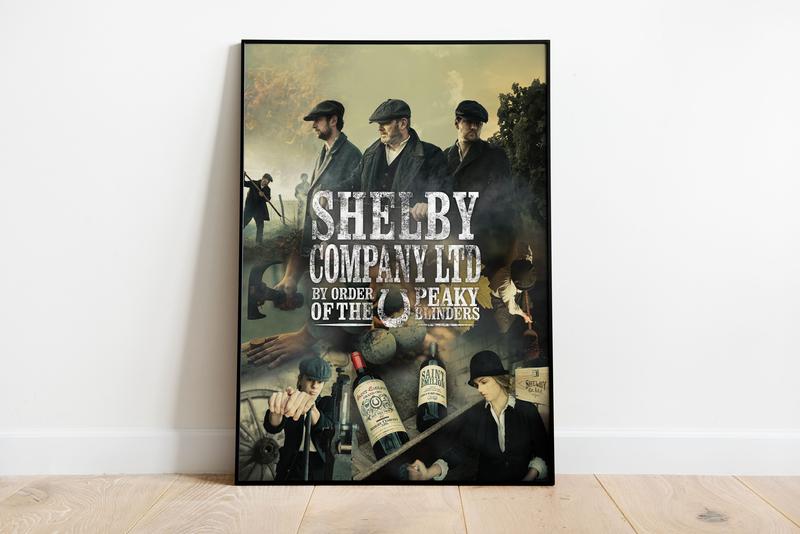 Film poster advertising visual for the Shelby Company wines