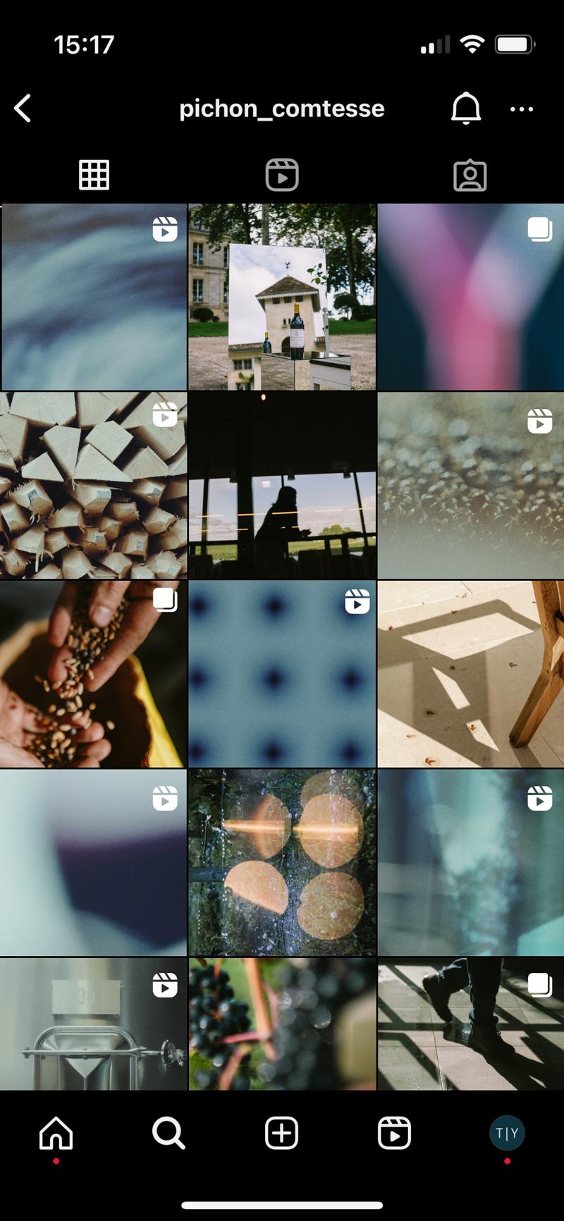 Screenshot mockup on iphone of Chateau Pichon Comtesse instragram feed