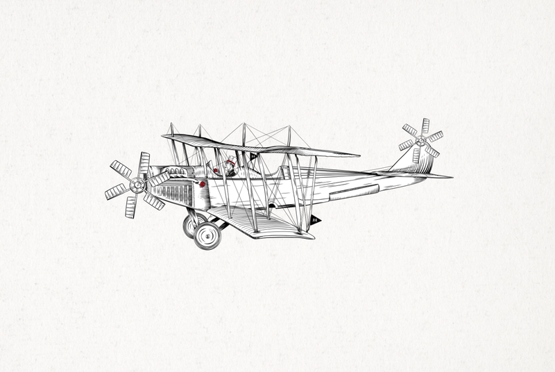 Illustration of Ronan by Clinet in propeller plane
